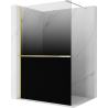 Mexen Kioto+ Duschwand mit Regal Walk-in 90 x 200 cm, Ombre Schwarz 8 mm, Gold - 800-090-121-50-76