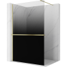 Mexen Kioto+ Duschtür mit Regal Walk-in 90 x 200 cm, Ombre Schwarz 8 mm, gebürstetes Gold - 800-090-121-55-76