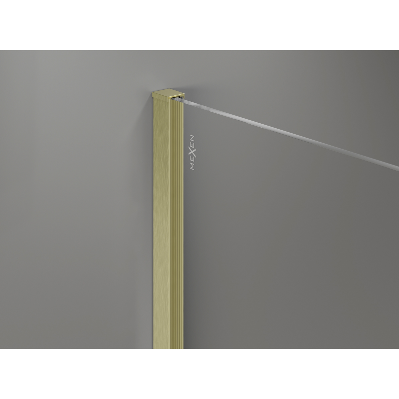 Mexen Kioto+ Duschwand mit Regal Walk-in 110 x 200 cm, Ombre Schwarz 8 mm, Gold gebürstet - 800-110-121-55-76