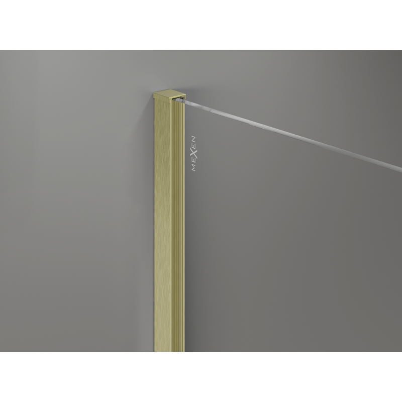 Mexen Kioto+ Duschwand mit Regal Walk-in 120 x 200 cm, Ombre schwarz 8 mm, gebürstetes Gold - 800-120-121-55-76