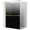 Mexen Kioto+ Duschwand mit Ablage Walk-in 140 x 200 cm, ombre schwarz 8 mm, gebürstet gold - 800-140-121-55-76