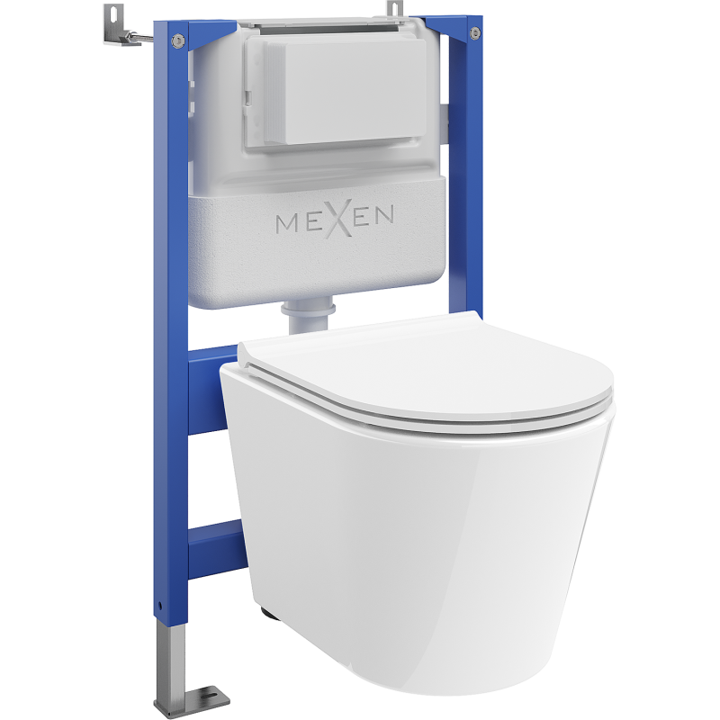 Mexen Rico Unterputz-WC-Set mit pneumatischem Tex Air XS-F Rahmen, Tornado WC-Schüssel und Soft-Close-Sitz, weiß