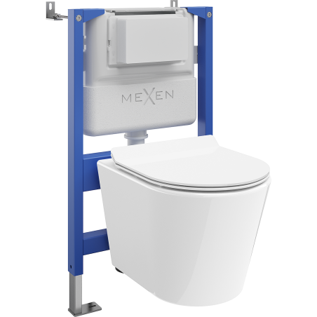 Mexen Rico Unterputz-WC-Set mit pneumatischem Gestell Tex Air XS-F, WC-Schüssel und langsam schließendem Sitz, weiß