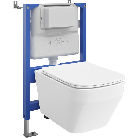 Mexen Riva Unterputz-WC-Satz pneumatisches Gerüst Tex Air XS-F mit WC-Schüssel Tornado und Absenkautomatik, weiß