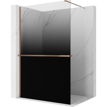 Mexen Kioto+ Duschwand mit Regal Walk-in 100 x 200 cm, ombre schwarz 8 mm, Roségold - 800-100-121-60-76