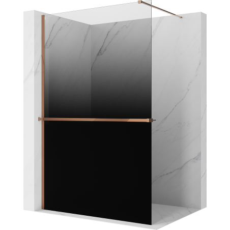 Mexen Kioto+ Duschwand mit Regal Walk-in 130 x 200 cm, Ombre Schwarz 8 mm, Roségold - 800-130-121-60-76