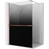 Mexen Kioto+ Duschwand mit Regal Walk-in 130 x 200 cm, Ombre Schwarz 8 mm, Roségold - 800-130-121-60-76