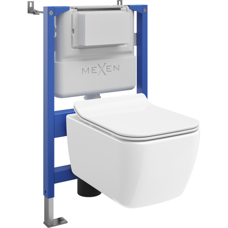Mexen Stella WC-Unterputz-Set mit pneumatischem Tex Air XS-F Rahmen mit WC-Schüssel und Soft-Close-Sitz, weiß - 610830680800A