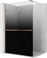 Mexen Kioto+ Duschwand mit Regal Walk-in 80 x 200 cm, ombre schwarz 8 mm, gebürstetes Kupfer - 800-080-121-65-76