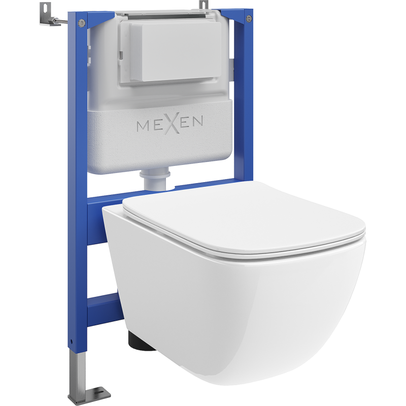 Mexen Timo WC-Unterputz-Set Tex Air XS-F mit pneumatischem Rahmen, Tornado-WC-Schüssel und Soft-Close-Sitz, weiß