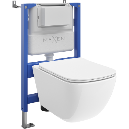 Mexen Timo WC-Unterputz-Set Tex Air XS-F mit pneumatischem Rahmen, Tornado-WC-Schüssel und Soft-Close-Sitz, weiß