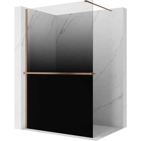 Mexen Kioto+ Duschwand mit Regal Walk-in 130 x 200 cm, ombre schwarz 8 mm, gebürstetes Kupfer - 800-130-121-65-76