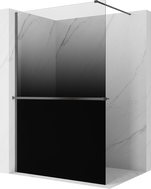Mexen Kioto+ Duschwand mit Regal Walk-in 100 x 200 cm, ombre schwarz 8 mm, gun gray gebürstet - 800-100-121-66-76