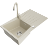 Mexen Cesar Granitspüle 1-Becken mit Abtropffläche und Küchenarmatur Telma, beige - 6514-69-670200-69