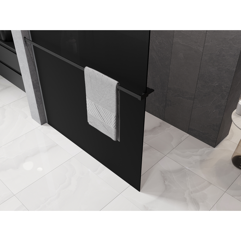 Mexen Kioto+ Duschwand mit Ablage Walk-in 130 x 200 cm, ombre schwarz 8 mm, gebürstet gun gray - 800-130-121-66-76