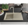 Mexen Cesar Granitspüle 1-Becken mit Abtropffläche und Küchenarmatur Telma, beige - 6514-69-670200-69