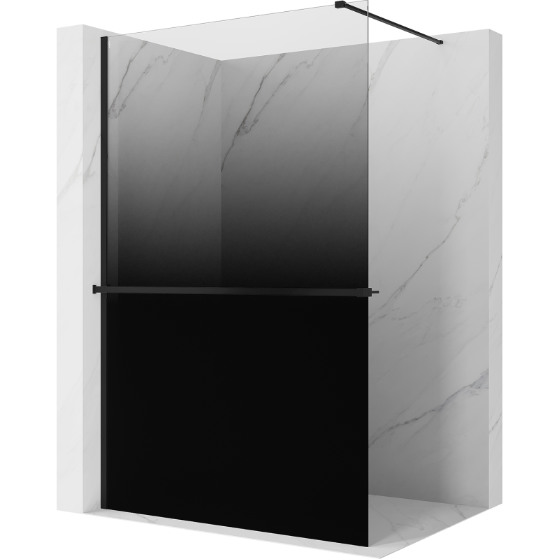 Mexen Kioto+ Duschtür mit Ablage Walk-in 90 x 200 cm, Ombre schwarz 8 mm, schwarz - 800-090-121-70-76