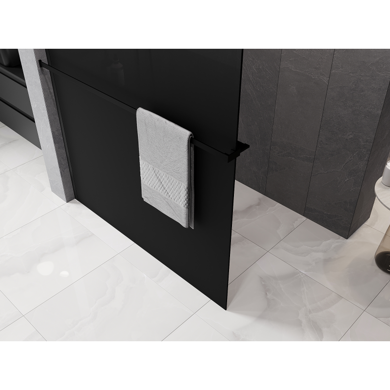Mexen Kioto+ Duschwand mit Ablage Walk-in 140 x 200 cm, Ombre Schwarz 8 mm, Schwarz - 800-140-121-70-76