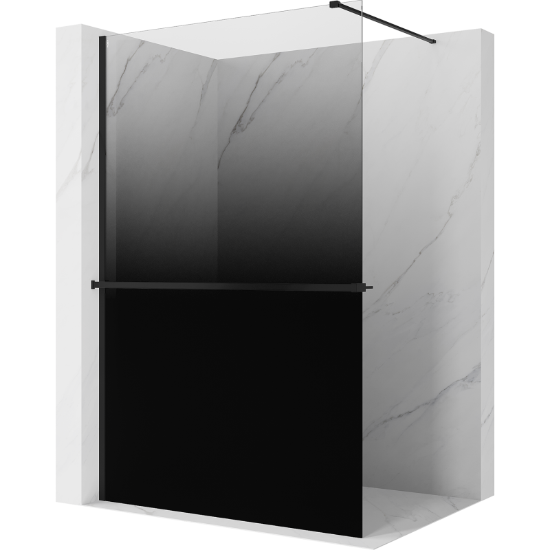 Mexen Kioto+ Duschwand mit Ablage Walk-in 140 x 200 cm, Ombre Schwarz 8 mm, Schwarz - 800-140-121-70-76