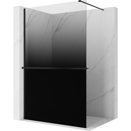 Mexen Kioto+ Duschwand mit Regal Walk-in 150 x 200 cm, schwarzes Ombre 8 mm, schwarz - 800-150-121-70-76