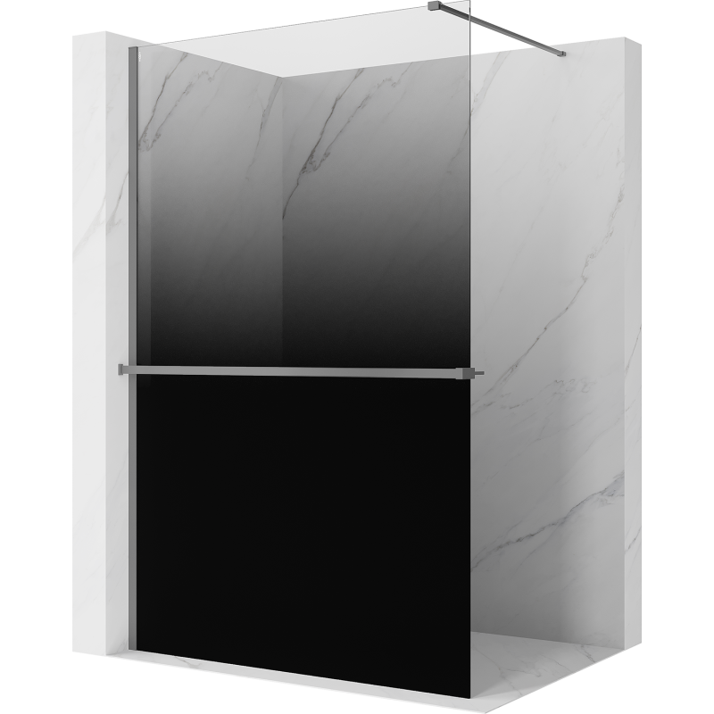 Mexen Kioto+ Duschwand mit Ablage Walk-in 90 x 200 cm, ombre schwarz 8 mm, Gun Metal - 800-090-121-95-76
