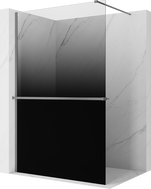 Mexen Kioto+ Duschwand mit Ablage Walk-in 90 x 200 cm, ombre schwarz 8 mm, Gun Metal - 800-090-121-95-76