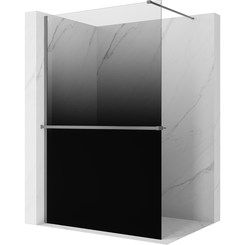 Mexen Kioto+ Duschwand mit Ablage Walk-in 140 x 200 cm, ombre schwarz 8 mm, Gun Metal - 800-140-121-95-76