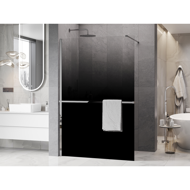 Mexen Kioto+ Duschwand mit Ablage Walk-in 70 x 200 cm, ombre schwarz 8 mm, Chrom - 800-070-121-01-76