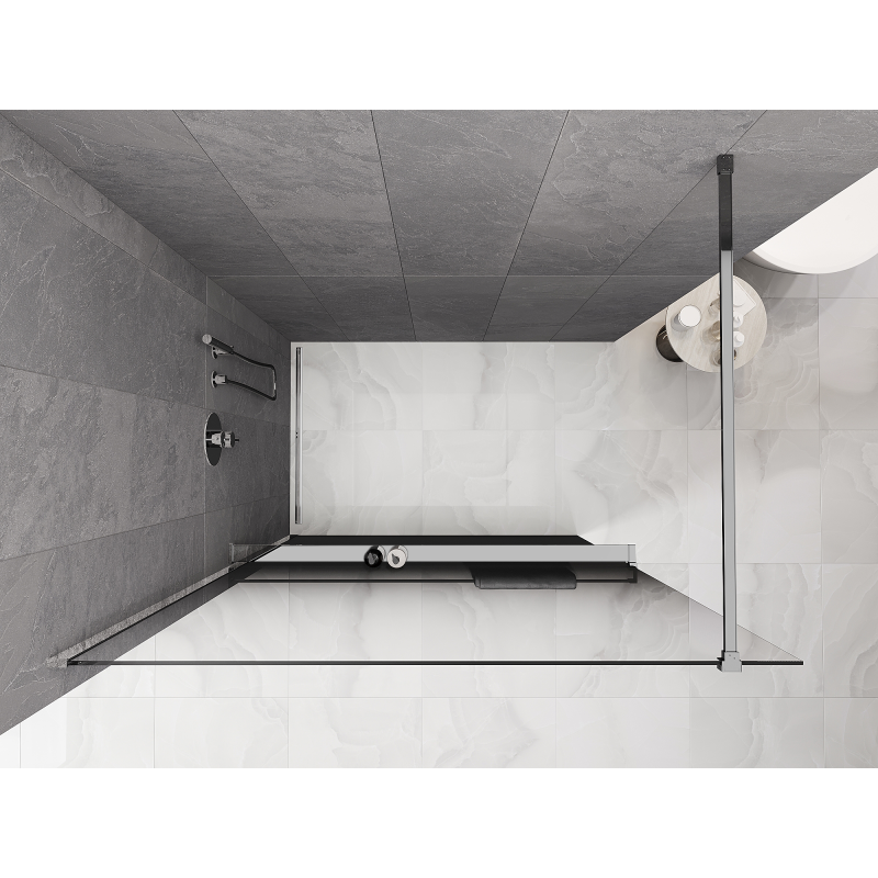 Mexen Kioto+ Duschelement mit Ablage Walk-in 110 x 200 cm, Ombre schwarz 8 mm, Chrom - 800-110-121-01-76