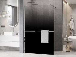Mexen Kioto+ Duschwand mit Ablage Walk-in 150 x 200 cm, Ombre Schwarz 8 mm, Chrom - 800-150-121-01-76