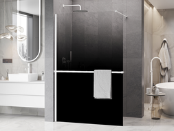 Mexen Kioto+ Duschwand mit Ablage Walk-in 80 x 200 cm, Ombre Schwarz 8 mm, Weiß - 800-080-121-20-76
