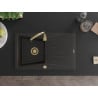 Mexen Cesar Granitspüle 1-beckig mit Abtropffläche und Küchenarmatur Telma, schwarz/gold - 6514-75-670200-50