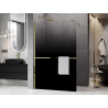 Mexen Kioto+ Duschwand mit Ablage Walk-in 100 x 200 cm, Ombre Schwarz 8 mm, Gold - 800-100-121-50-76