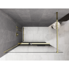 Mexen Kioto+ Duschwand mit Ablage Walk-in 100 x 200 cm, Ombre Schwarz 8 mm, Gold - 800-100-121-50-76