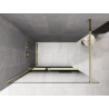 Mexen Kioto+ Duschwand mit Ablage Walk-in 110 x 200 cm, Ombre Schwarz 8 mm, Gold - 800-110-121-50-76