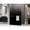 Mexen Kioto+ Duschwand mit Regal Walk-in 110 x 200 cm, Ombre Schwarz 8 mm, Gold gebürstet - 800-110-121-55-76