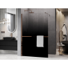 Mexen Kioto+ Duschwand mit Regal Walk-in 130 x 200 cm, Ombre Schwarz 8 mm, Roségold - 800-130-121-60-76