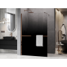 Mexen Kioto+ Duschwand mit Ablage Walk-in 150 x 200 cm, Ombre Schwarz 8 mm, Roségold - 800-150-121-60-76