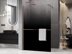 Mexen Kioto+ Duschwand mit Regal Walk-in 130 x 200 cm, ombre schwarz 8 mm, gebürstetes Kupfer - 800-130-121-65-76