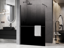 Mexen Kioto+ Duschwand mit Regal Walk-in 80 x 200 cm, Ombre Schwarz 8 mm, Schwarz - 800-080-121-70-76