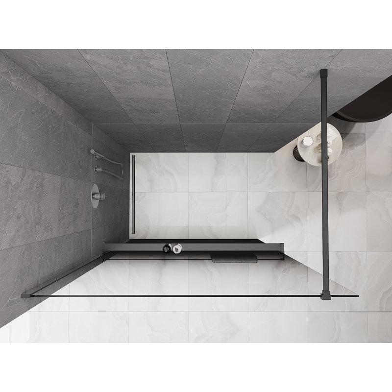 Mexen Kioto+ Duschwand mit Ablage Walk-in 70 x 200 cm, ombre schwarz 8 mm, Gun Metal - 800-070-121-95-76