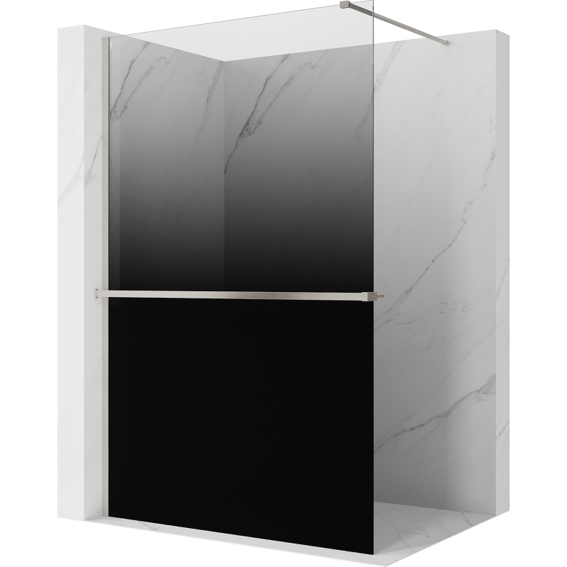 Mexen Kioto+ Duschwand mit Regal Walk-in 80 x 200 cm, ombre schwarz 8 mm, gebürsteter Nickel - 800-080-121-97-76