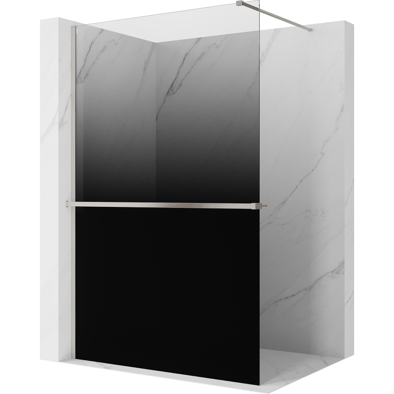 Mexen Kioto+ Duschwand mit Ablage Walk-in 90 x 200 cm, ombre schwarz 8 mm, gebürsteter Nickel - 800-090-121-97-76