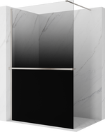 Mexen Kioto+ Duschwand mit Ablage Walk-in 90 x 200 cm, ombre schwarz 8 mm, gebürsteter Nickel - 800-090-121-97-76