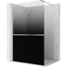Mexen Kioto+ Duschwand mit Ablage Walk-in 100 x 200 cm, Ombre Schwarz 8 mm, Gebürsteter Nickel - 800-100-121-97-76