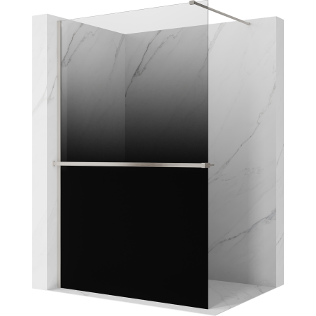 Mexen Kioto+ Duschwand mit Regal Walk-in 140 x 200 cm, Ombre Schwarz 8 mm, gebürsteter Nickel - 800-140-121-97-76