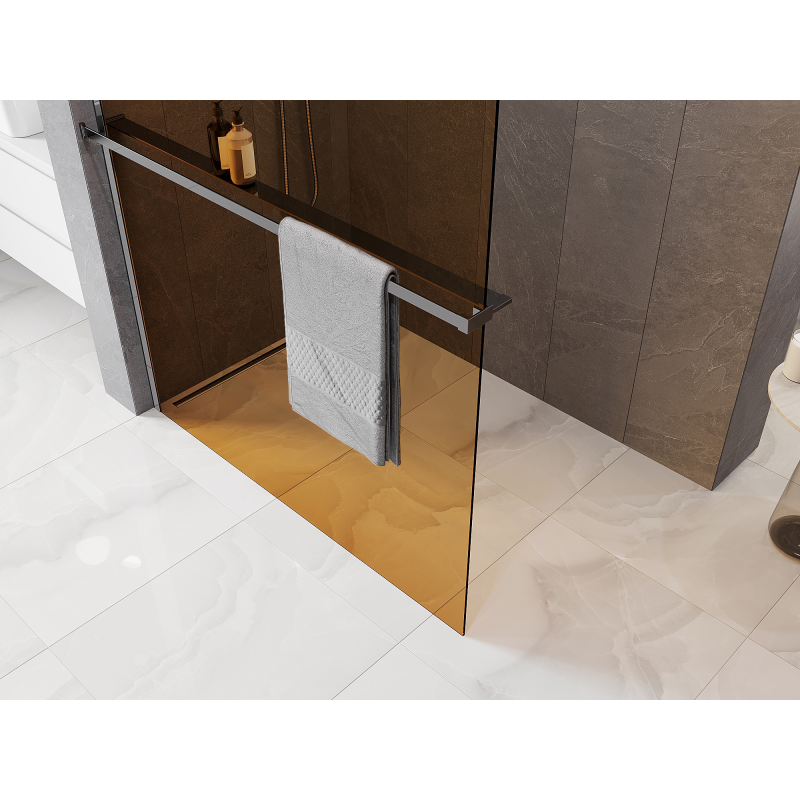 Mexen Kioto+ Duschwand mit Regal Walk-in 90 x 200 cm, braun 8 mm, Chrom - 800-090-121-01-32