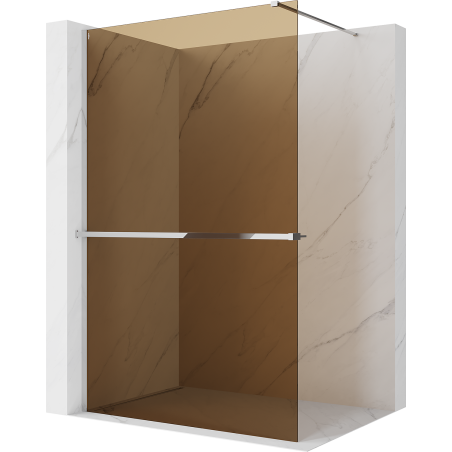 Mexen Kioto+ Duschwand mit Ablage Walk-in 110 x 200 cm, Bronze 8 mm, Chrom - 800-110-121-01-32