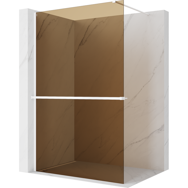 Mexen Kioto+ Duschwand mit Regal Walk-in 90 x 200 cm, Bronze 8 mm, Weiß - 800-090-121-20-32