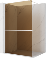 Mexen Kioto+ Duschwand mit Regal Walk-in 90 x 200 cm, Bronze 8 mm, Weiß - 800-090-121-20-32